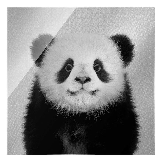 Wanddeko über Sofa Baby Panda Prian Schwarz Weiß