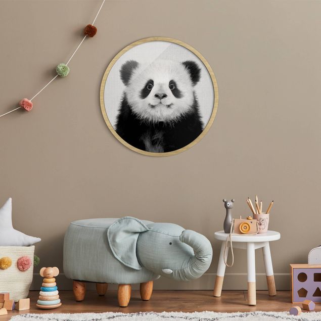 Wanddeko Schlafzimmer Baby Panda Prian Schwarz Weiß
