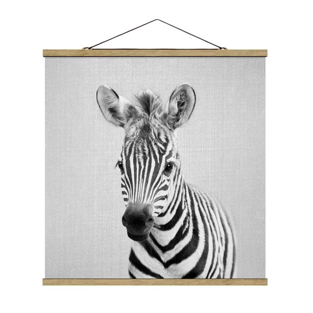 Wanddeko über Sofa Baby Zebra Zoey Schwarz Weiß