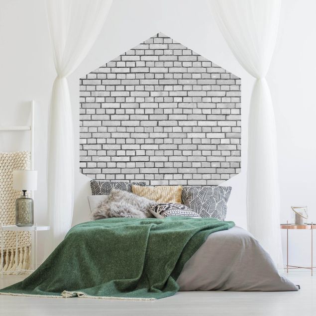 Wanddeko Wohnzimmer Backstein Mauer Weiß