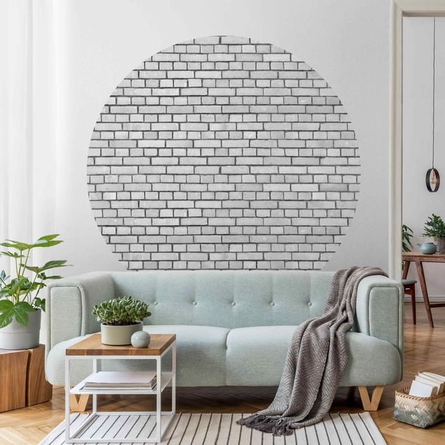 Wanddeko 3D Backstein Mauer Weiß