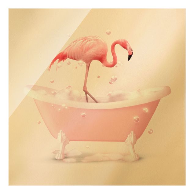 Wanddeko über Bett Badewannen Flamingo