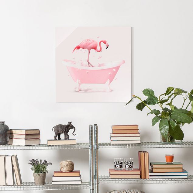Wanddeko Büro Badewannen Flamingo