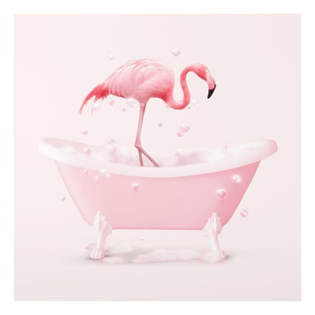 Wanddeko über Bett Badewannen Flamingo