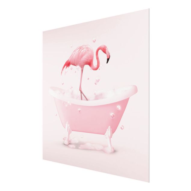 Wanddeko Praxis Badewannen Flamingo