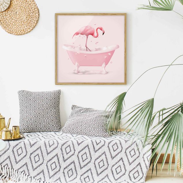 Wanddeko Schlafzimmer Badewannen Flamingo