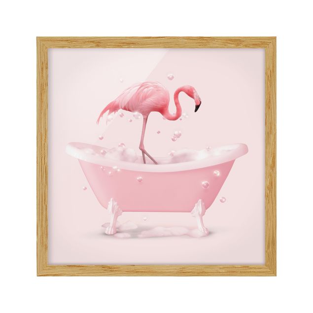 Wanddeko rosa Badewannen Flamingo
