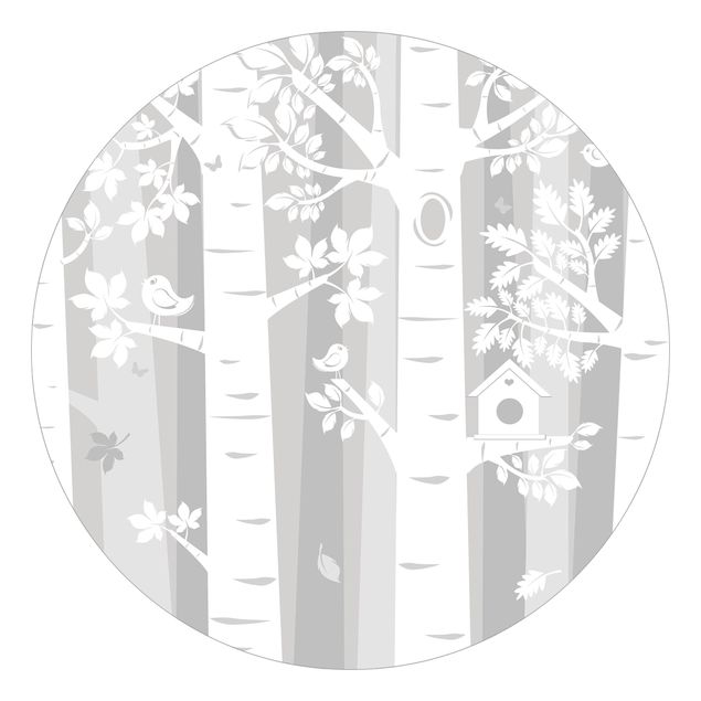 Wanddeko Babyzimmer Bäume im Wald Grau