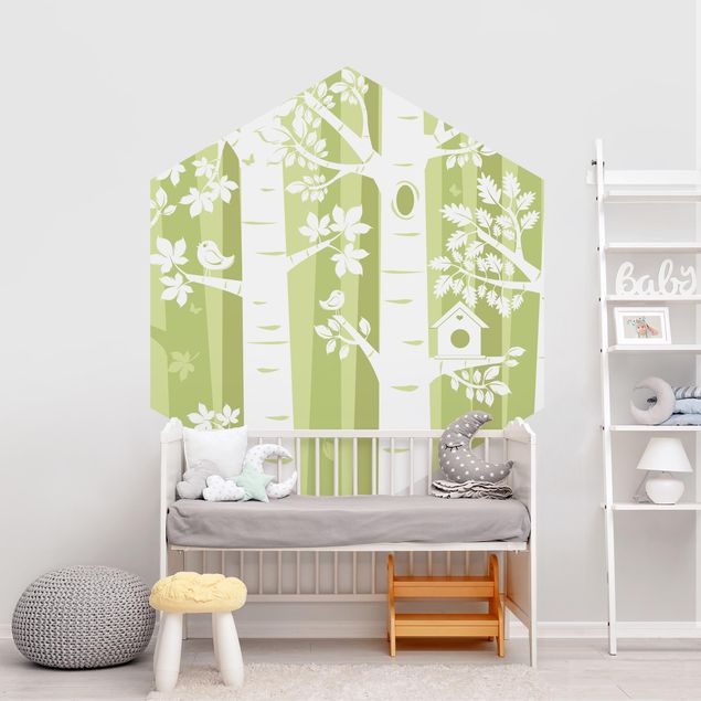 Wanddeko Babyzimmer Bäume im Wald Grün