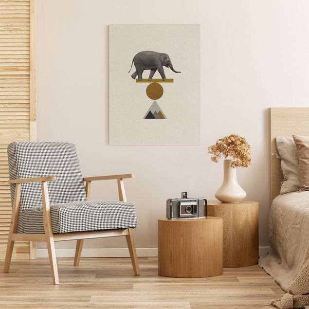 Wanddeko Wohnzimmer Balancekunst Elefant