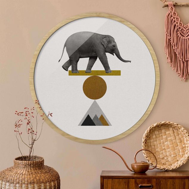 Wanddeko Wohnzimmer Balancekunst Elefant