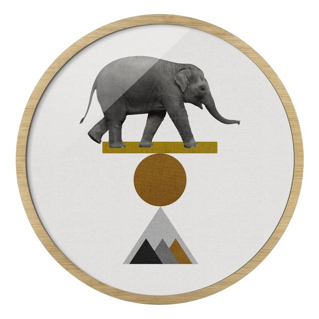 Wanddeko über Sofa Balancekunst Elefant