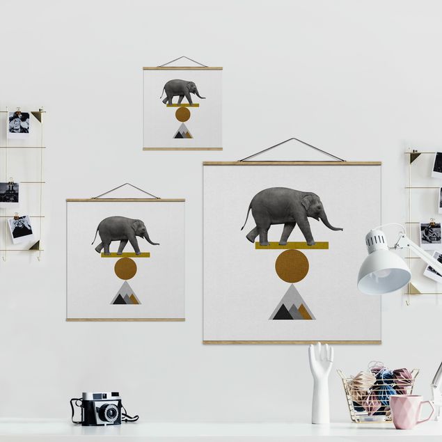 Wanddeko Esszimmer Balancekunst Elefant