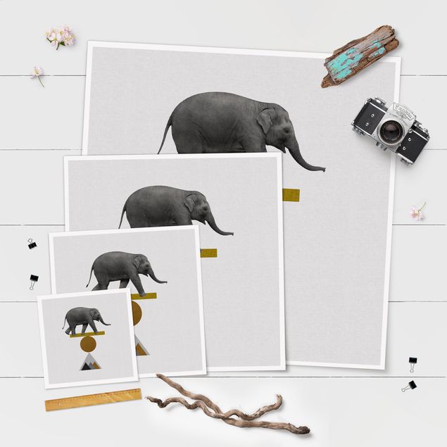 Wanddeko über Sofa Balancekunst Elefant