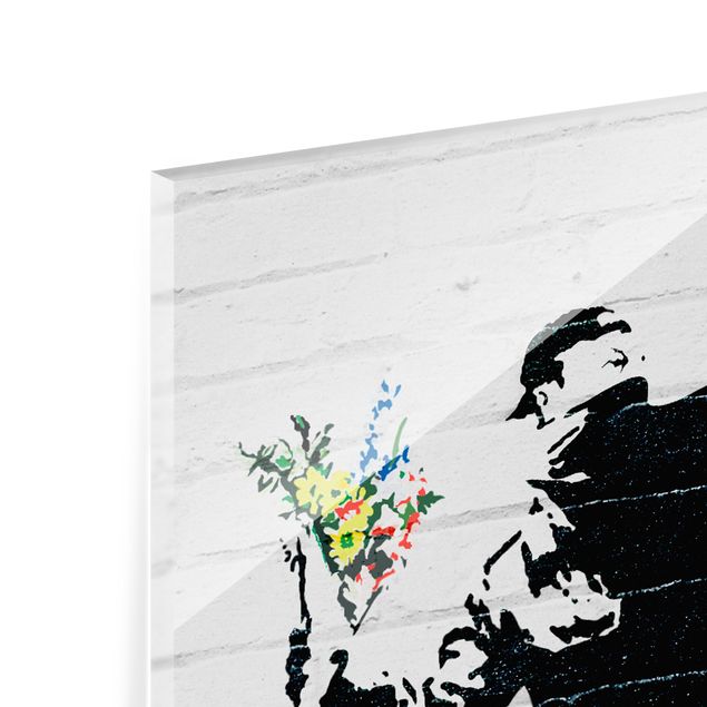 Wanddeko schwarz-weiß Blumenwerfer - Brandalised ft. Graffiti by Banksy