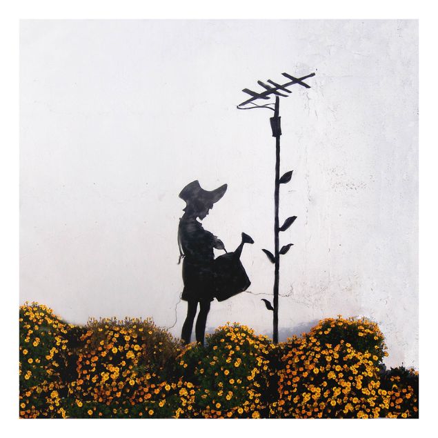 Wanddeko über Sofa Mädchen mit Gießkanne - Brandalised ft. Graffiti by Banksy