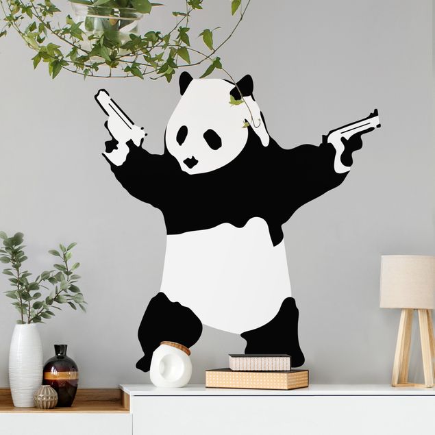 Wanddeko Schlafzimmer Panda mit Pistolen - Brandalised ft. Graffiti by Banksy