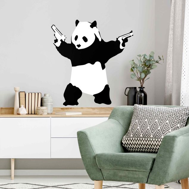 Wanddeko Büro Panda mit Pistolen - Brandalised ft. Graffiti by Banksy