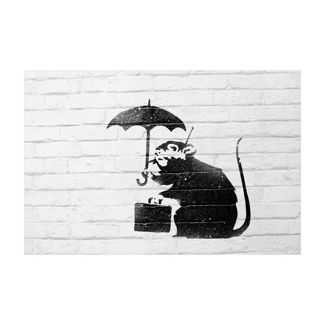 Wanddeko Balkon Ratte mit Regenschirm - Brandalised ft. Graffiti by Banksy