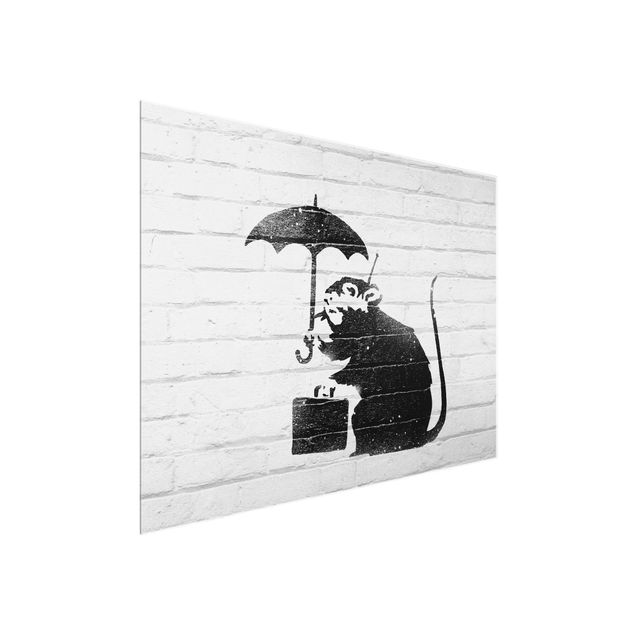 Wanddeko Treppenhaus Ratte mit Regenschirm - Brandalised ft. Graffiti by Banksy