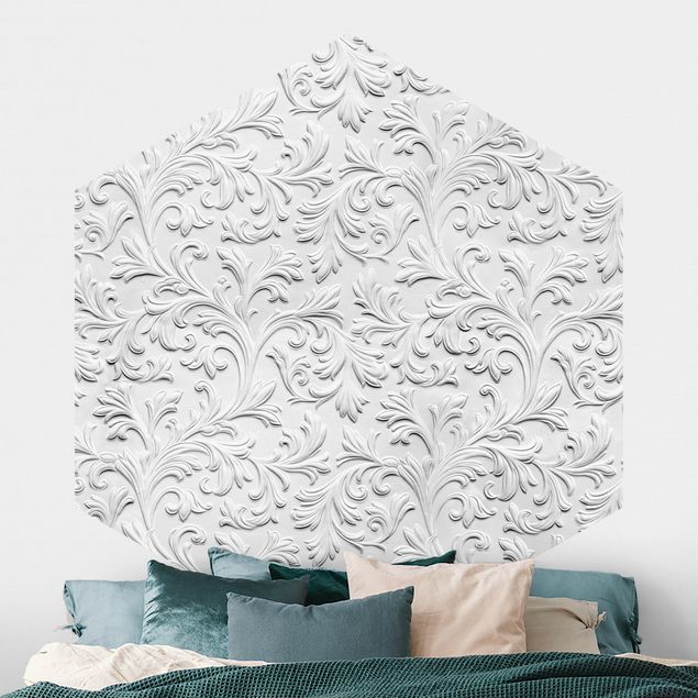 Wanddeko 3D Barock Muster Gipsoptik