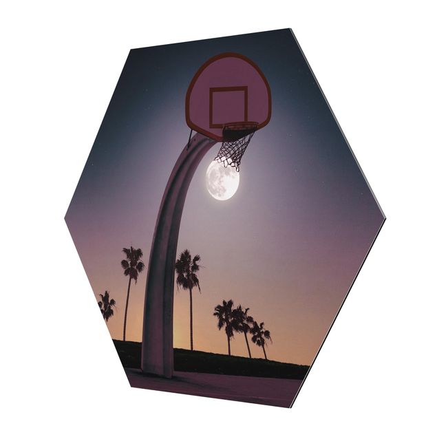 Wanddeko Praxis Basketball mit Mond