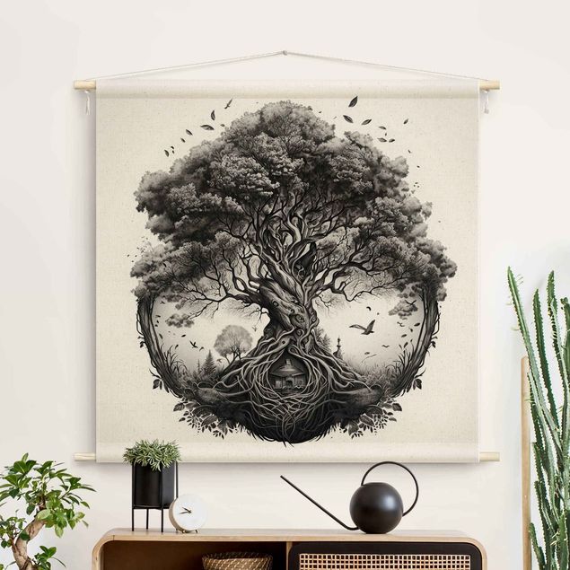 Wanddeko Wohnzimmer Baum des Lebens Illustration