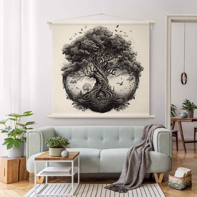 Wanddeko Botanik Baum des Lebens Illustration