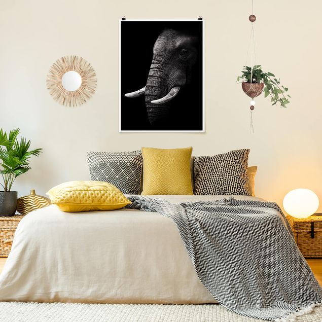 Wanddeko Schlafzimmer Dunkles Elefanten Portrait