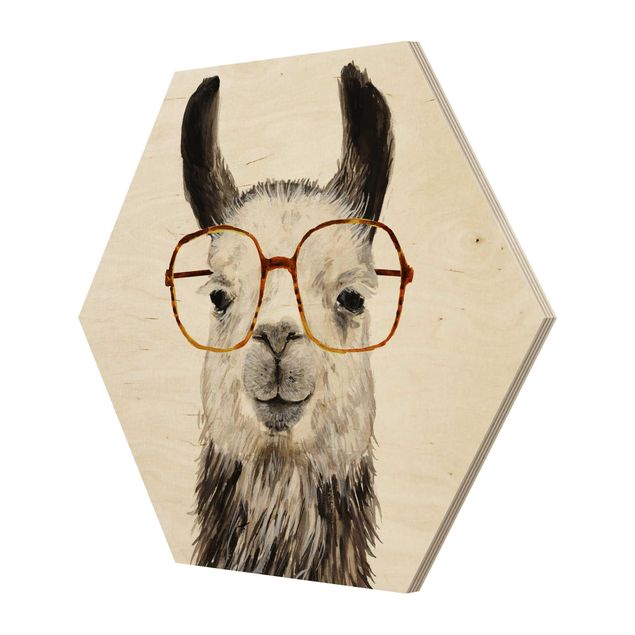 Wanddeko Mädchenzimmer Hippes Lama mit Brille IV