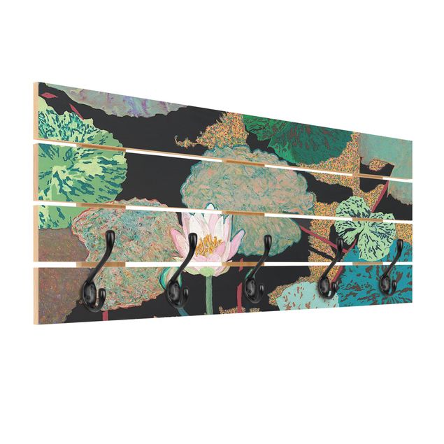 Wanddeko türkis Seerose mit Blättern II