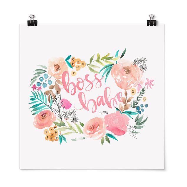 Wanddeko Babyzimmer Rosa Blüten - Boss Babe