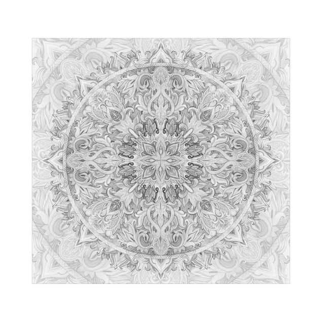 Wohndeko Mandala Mandala Aquarell Ornament Muster Schwarz-Weiß