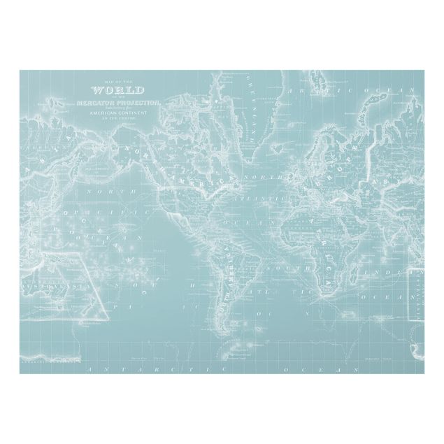 Wanddeko Weltkarte Weltkarte in Eisblau