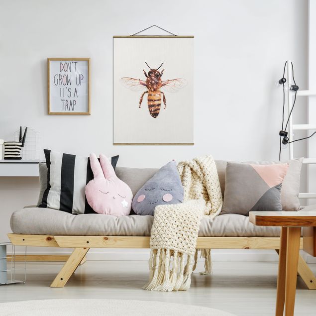Wanddeko Wohnzimmer Biene mit Glitzer