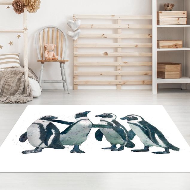 Wanddeko Praxis Illustration Pinguine Schwarz Weiß Aquarell
