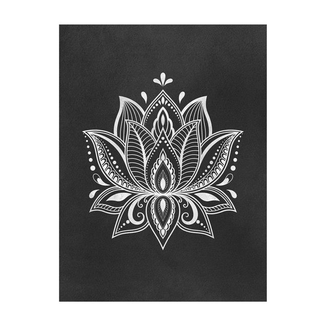Wanddeko schwarz-weiß Lotus Illustration weiß schwarz