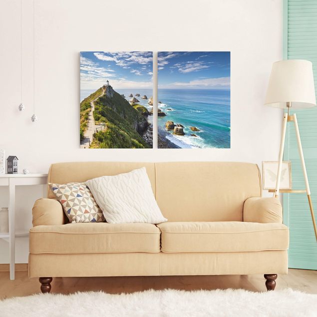 Wanddeko Wohnzimmer Nugget Point Leuchtturm und Meer Neuseeland