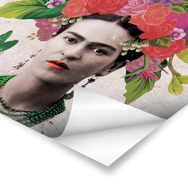 Wanddeko Treppenhaus Frida Kahlo - Blumenportrait