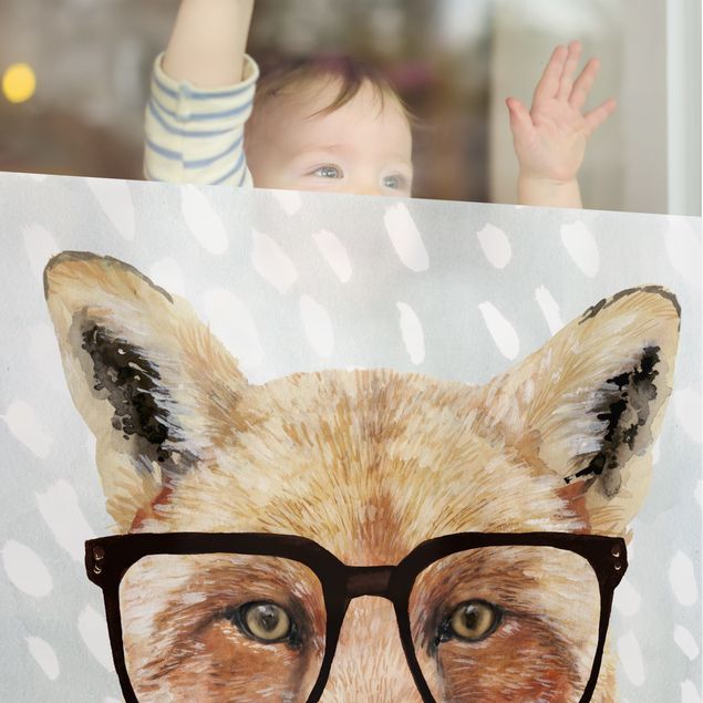 Wanddeko Praxis Bebrillte Tiere - Fuchs