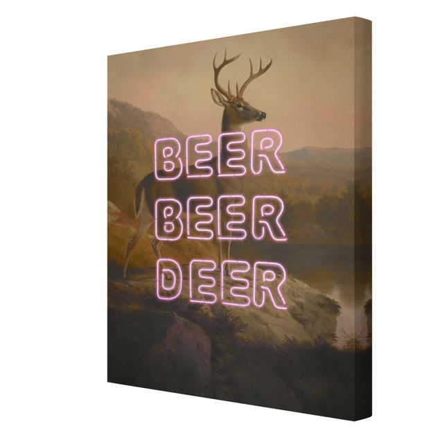 Wanddeko über Sofa Beer Beer Deer