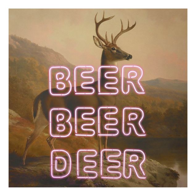 Wanddeko über Sofa Beer Beer Deer