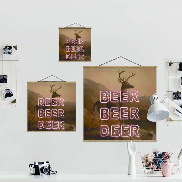 Wanddeko rosa Beer Beer Deer