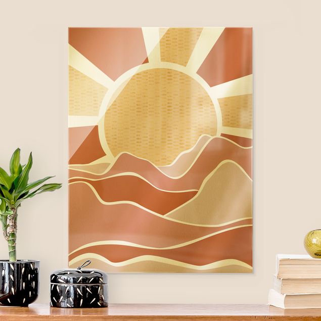 Wanddeko Büro Berglandschaft mit goldenem Sonnenaufgang