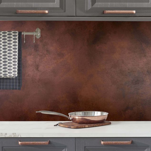 Wanddeko Küche Beton in rotem Kupfer