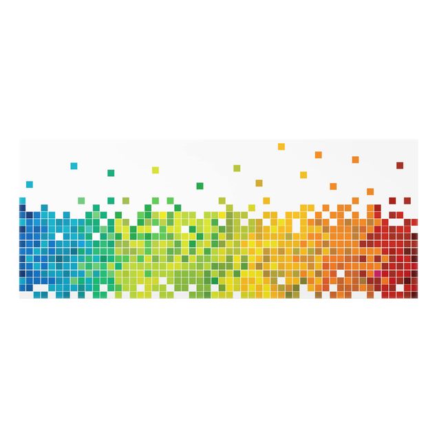 Glasrückwand Küche Muster Pixel-Regenbogen