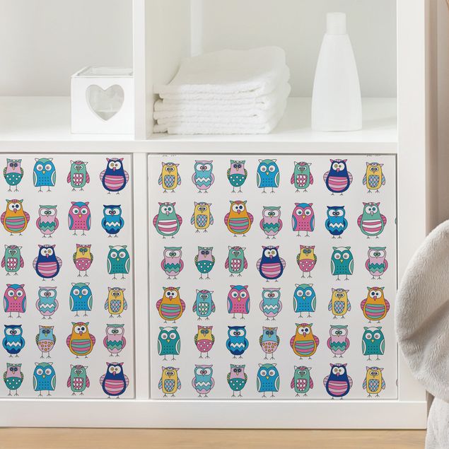 Wanddeko Babyzimmer Eulen in verschiedenen Pastelltönen