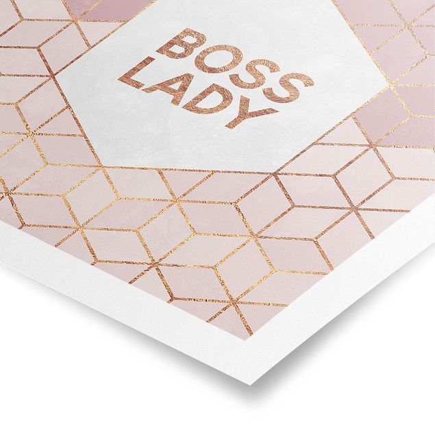 Wanddeko Esszimmer Boss Lady Sechsecke Rosa