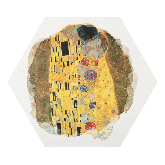 Wanddeko Esszimmer Wasserfarben - Gustav Klimt - Der Kuss