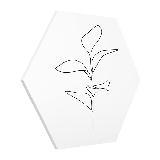Wanddeko Esszimmer Line Art Pflanze Blätter Schwarz Weiß